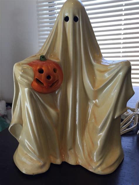 Vintage Halloween Ghost Lamp Ceramic Works Jack O Lantern Ebay