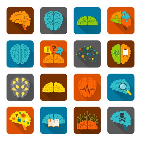 Brain Icons Flat Set 443310 Vector Art At Vecteezy