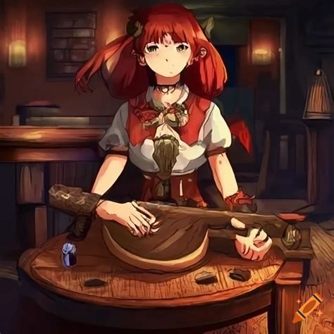 Anime Bard Playing Zither In A Tavern On Craiyon