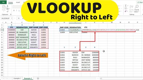 Vlookup Right To Left 🔙 Vlookup Right To Left With Choose Function 🔙 Reverse Vlookup In Excel