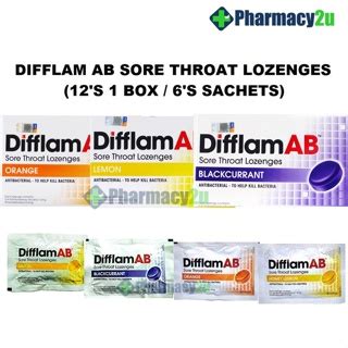 Difflam Ab Sore Throat Lozenges Blackcurrant Lemon S Sachets S