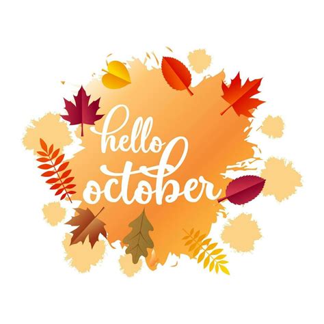 Hello October With Autumn Vibe Welcome October Vector Illustration