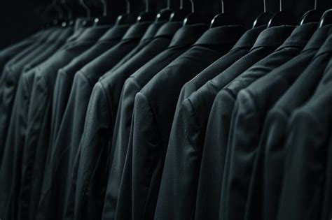 Premium Photo | Many black business suits in a wardrobe