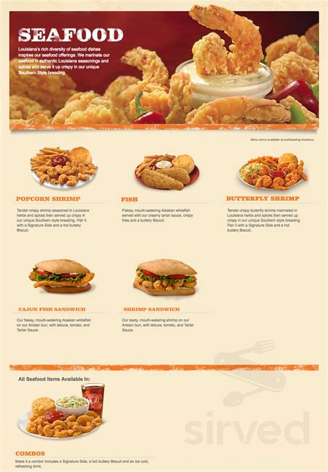 Printable Popeyes Menu