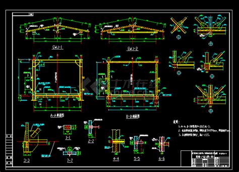 精致建筑钢结构通廊结构cad施工图钢框架结构土木在线