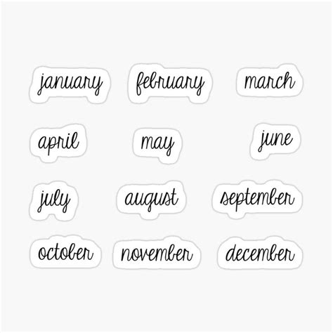 Months Calendar Journal Sticker By Rianfee In 2021 Journal