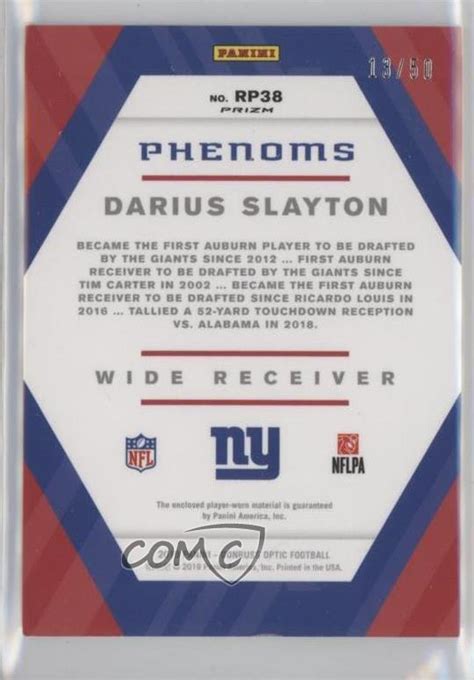 2019 Panini Donruss Optic Rookie Phenoms Prime RP38 Darius Slayton