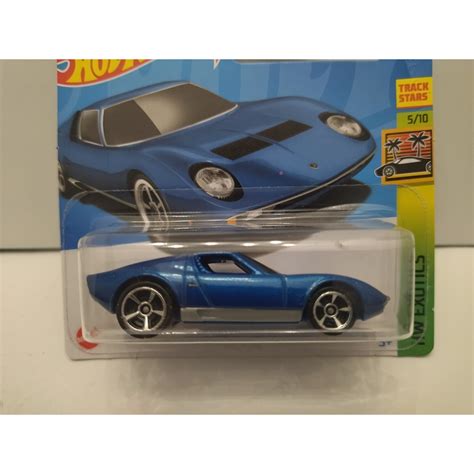 LAMBORGHINI MIURA SV 1971 BLUE 5 10 EXOTICS 1 64 HOT WHEELS BCN STOCK CARS