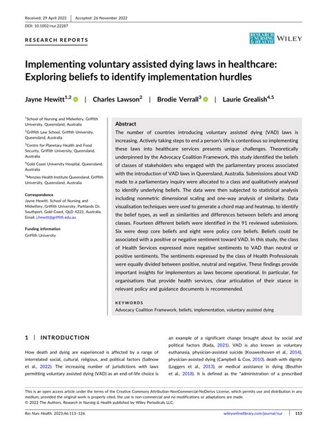 PDF Implementing Voluntary Assisted Dying Laws In Healthcare