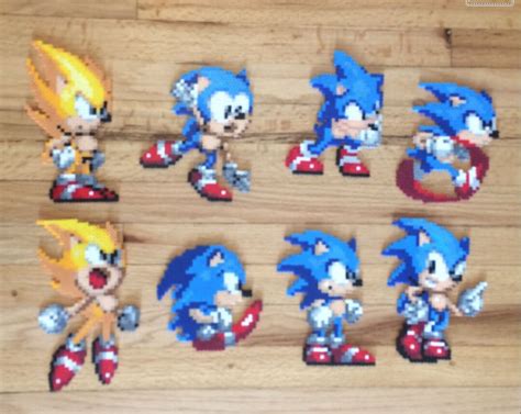 Sonic The Hedgehog Perler Bead Art Etsy Canada