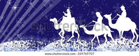 Illustration Three Wise Men Following Star Stock Vector Royalty Free