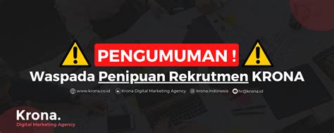 Pengumuman Waspada Penipuan Rekrutmen Krona