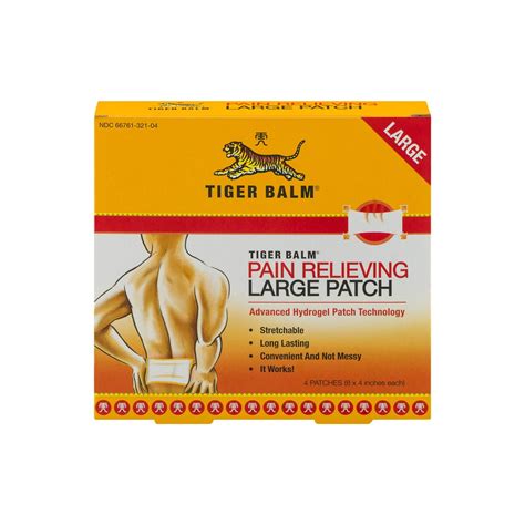 Tiger Balm Pain Relieving Large Patch 4 X 8 4pack Pain Relieving Patch