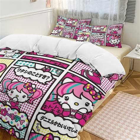 Hello Kitty 3-Piece Twin Bed Set - Includes 1 Single Comforter And 2 ...