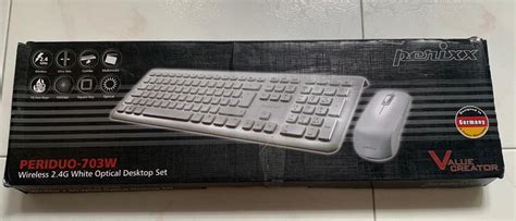 Perixx PERIDUO 703W Wireless Keyboard And Mouse Combo Piano White