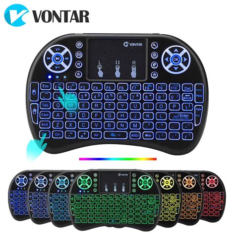 VONTAR I8 2 4G Mini Wireless Keyboard 7 Colors Backlit English