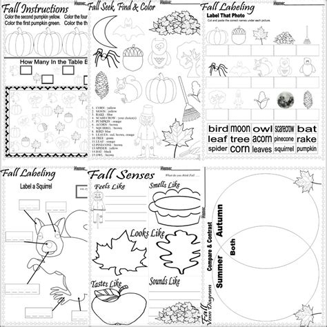 Fall Autumn Activities Worksheets Writing Vocabulary Spelling Math No