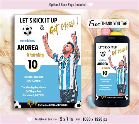 Messi Birthday Invitation Messi Invite Argentina Soccer - Etsy