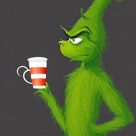 The Grinch Drinking Coffee Creative Fabrica