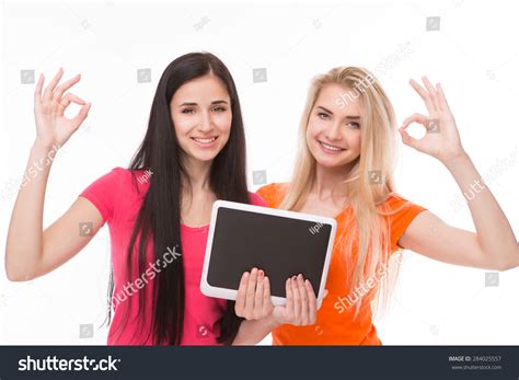 Sexy Blonde Brunette Girlfriends Appreciating Professional Stock Photo 284025557 Shutterstock