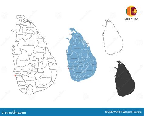 Style Of Sri Lanka Map Vector Illustration Have All Province And Mark