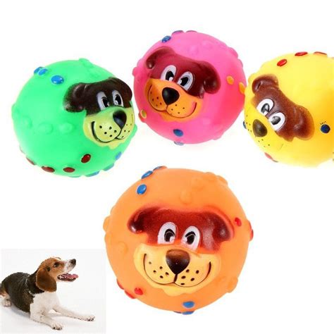 Soft Rubber Dog Face Squeaky Chew Toy Dog Toy Ball Squeaky Toys Dog