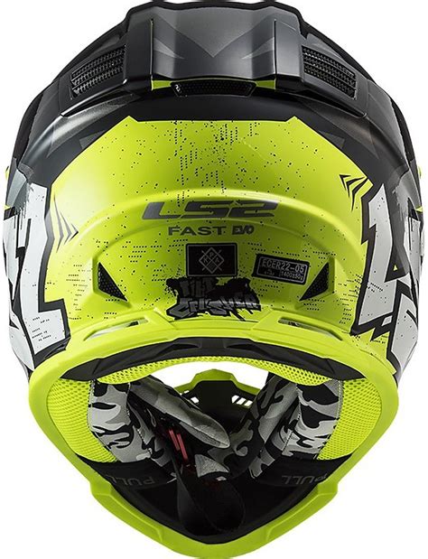 Casco Cross Enduro Moto Ls Mx Fast Evo Crusher Nero Giallo Fluo