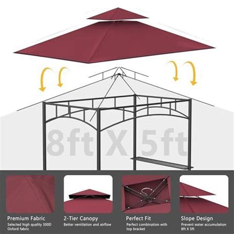 5 X 8 Grill Gazebo Replacement Canopy Roof Onlywaterproof Double