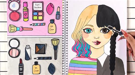 🐾paper Diy🐾 Wednesday And Enid Makeup 💄💋 Paper Cosmetics 수요일 아담스와