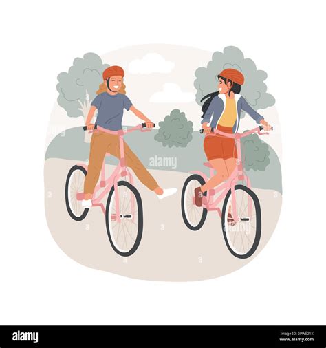 City Bike Isolated Cartoon Vector Illustration Girls Riding Bike In