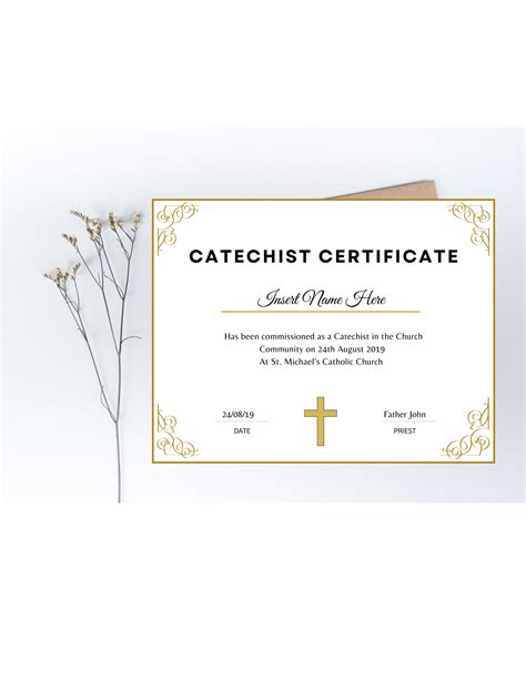 Editable Catechism Certificate, Religious Gold Certificate, Catechism ...