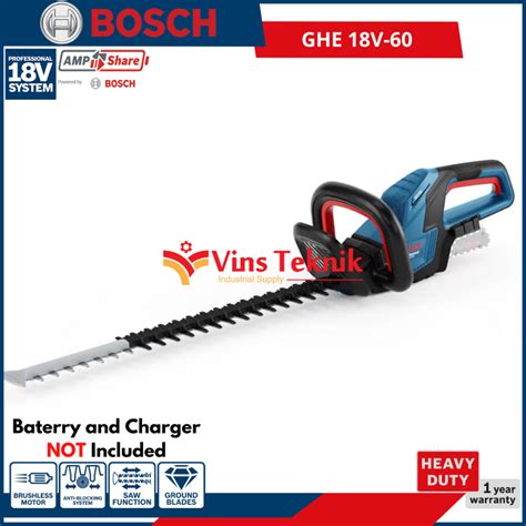 Jual Mesin Potong Dahan Baterai Cordless Hedge Trimmer GHE18V 60 Bosch