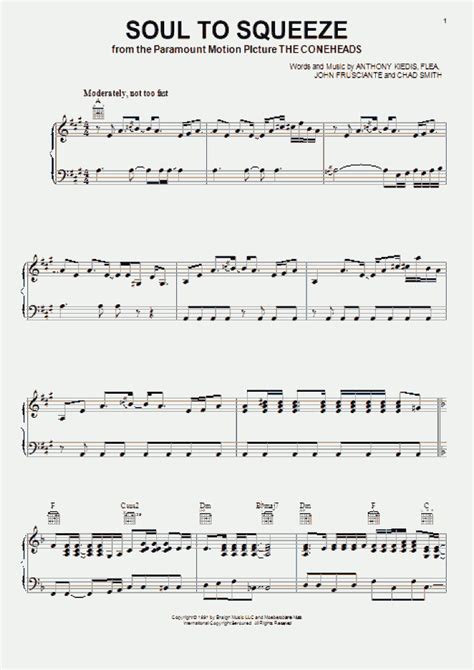 Soul To Squeeze Piano Sheet Music | OnlinePianist