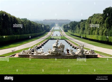 Rear View Fountain Venus Adonis At Royal Palace Or Reggia Di Caserta