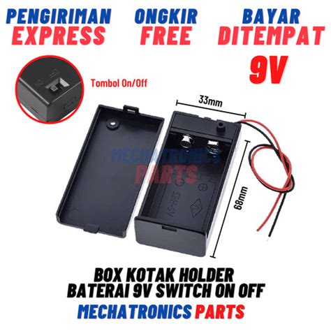 Jual Box Batere Kotak 9V Holder Battery Tempat Baterai 9V Switch On Off