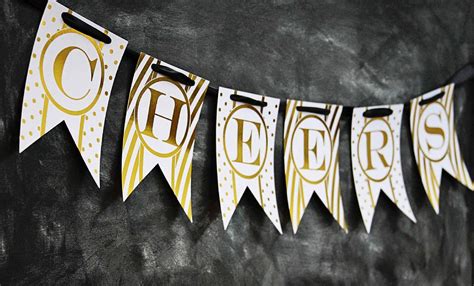 Midnight Sparkle Gold Foil Double Pennant Custom Banner