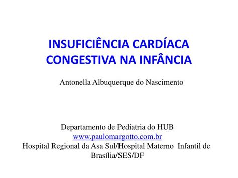 PPT INSUFICIÊNCIA CARDÍACA CONGESTIVA NA INFÂNCIA PowerPoint