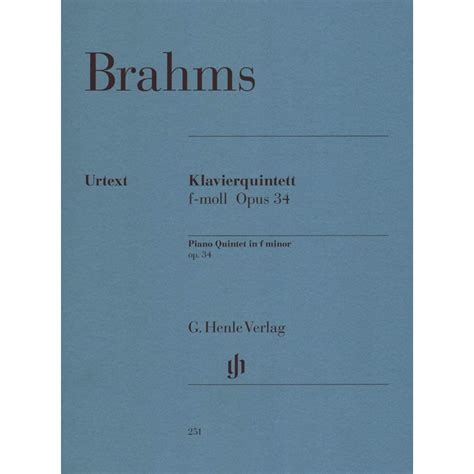 Brahms Piano Quintet In F Minor Op 34 Multilingual Edition