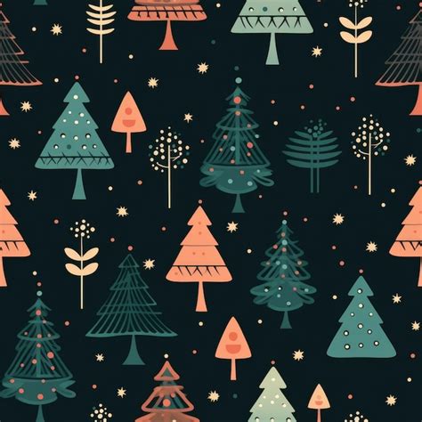 Premium AI Image Seamless Pattern With Christmas Tree And Xmas Winter