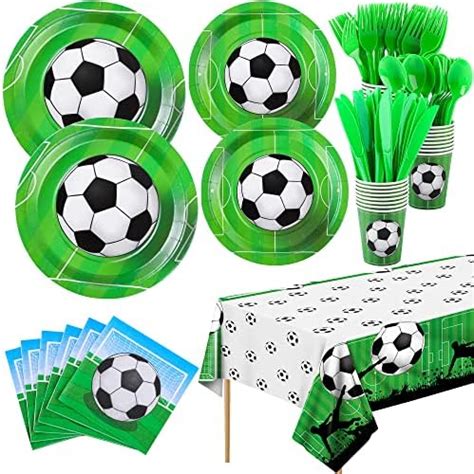 Apowbls Soccer Party Decorations Dinnerware Soccer Birthday Party Supplies Paper