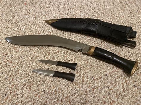 Vintage Nepal Kukri Gurkha Fighting Knife With Two Throwing Knives for ...