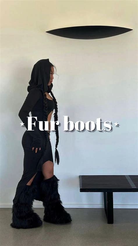 Fur boots | Black boots outfit, Fur boots outfit, Furry boots outfit