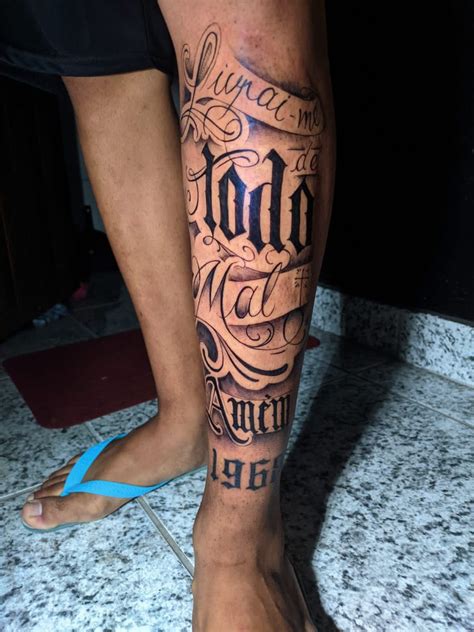 Tatto Na Perna Livrai Me De Todo Mal Am M Tatuagem Na Perna