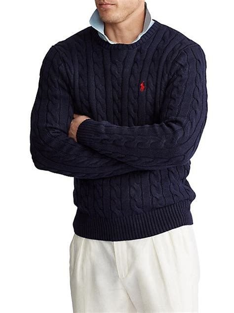 Polo Ralph Lauren Regular Fit Cable Knit Cotton Sweater Mens Thebay