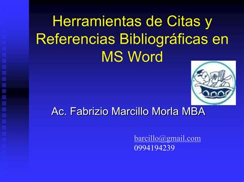 Uso De Herramientas De Citas Y Referencias Bibliograficas En Ms Word PPT