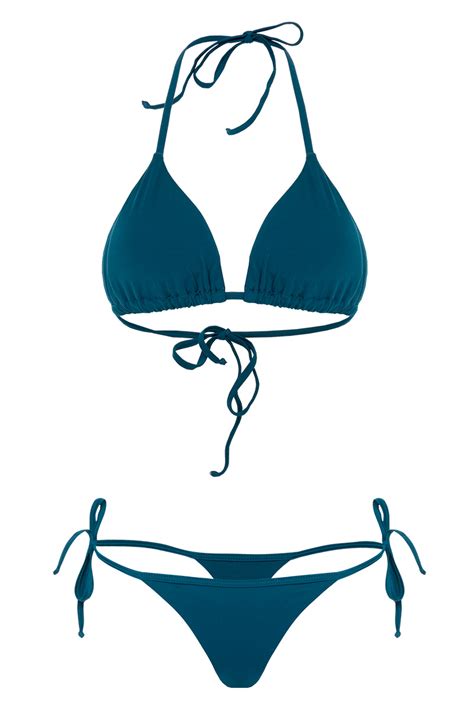 Petrol Blue Tie Bikini Oleaje Swimwear