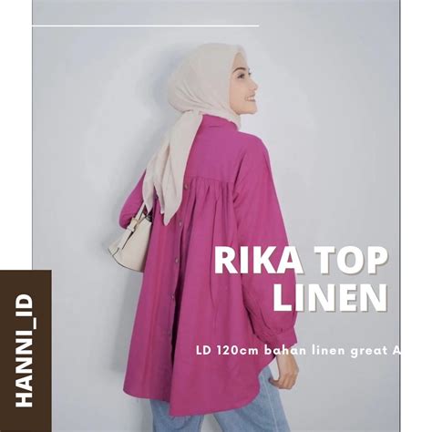 Jual Rika Top Blouse Kemeja Wanita Linen Oversize Shopee Indonesia