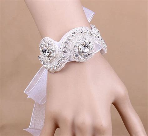 Bridal S Strass Bracelet Fleur Brillante Poignet Par Shieldbeads Fabric Cuff Bracelet Lace