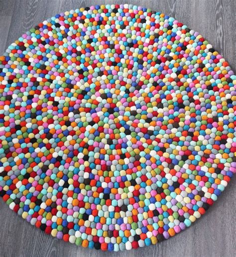 Multi-coloured round felt ball rug - MK Kids Interiors - Award Winning Interior Design Studio