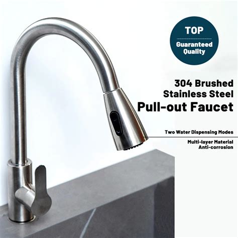 Flexible Pull Out Kitchen Faucet 2 Modes Nozzle Hot Cold Water Mixer